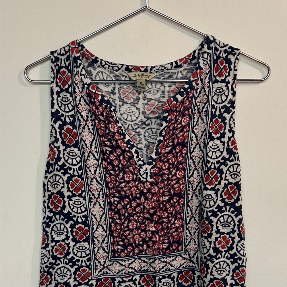 Lucky Brand Red and Blue Patterned Tank Top - Picture 3 of 5